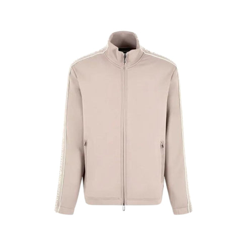 Emporio Armani Felpa con zip Felpa Uomo con zip e tape logata sulle maniche Tortora - Francavilla Moda